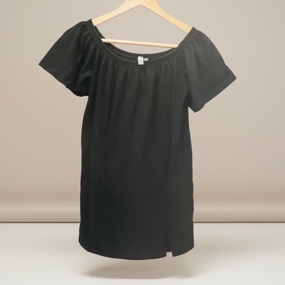 ASOS Bardot Off Shoulder Mini Dress Black Short Sleeve Women's Size 6